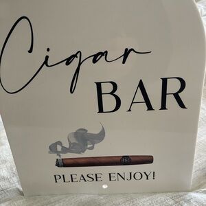 Cigar Bar Decorative Sign - Black and White